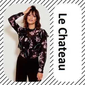 *NEW* Le Chateau Floral Print Chiffon Mock Neck Blouse